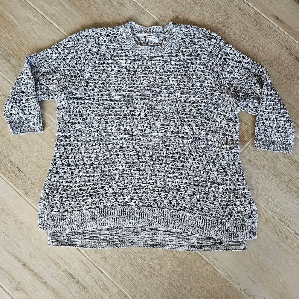 Croft & Barrow Black and White Knit Women's Sweater, Sz 1X Excellent Condition